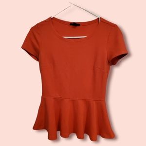 Hot Coral Blouse from  Forever 21 with ruffled bottom